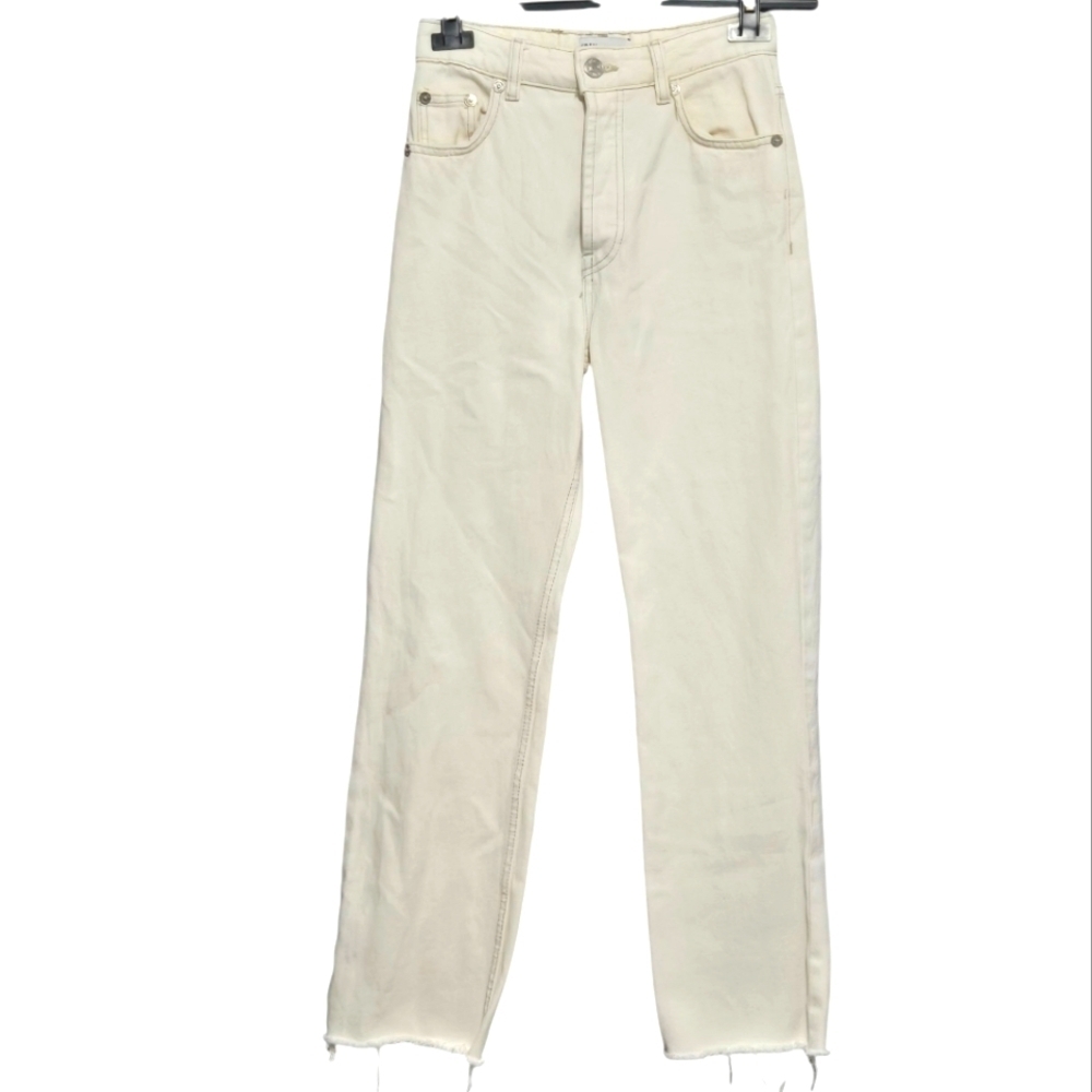 Zara Cream High-Waisted Skinny Jeans Womens US 2